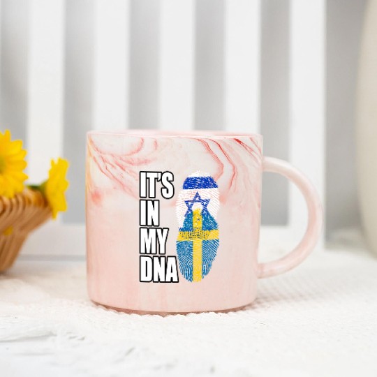 Israel And Swedish Mix Heritage DNA Flag Marble Mugs