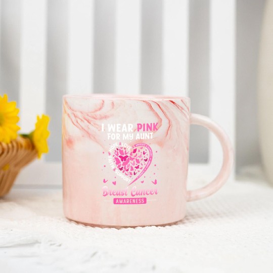 I Wear Pink For My Aunt Breast Cancer Awareness Marble Mugs