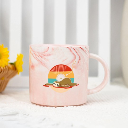 Music Vinyl LP Collection Cute Sleeping Sloth Marble Mugs