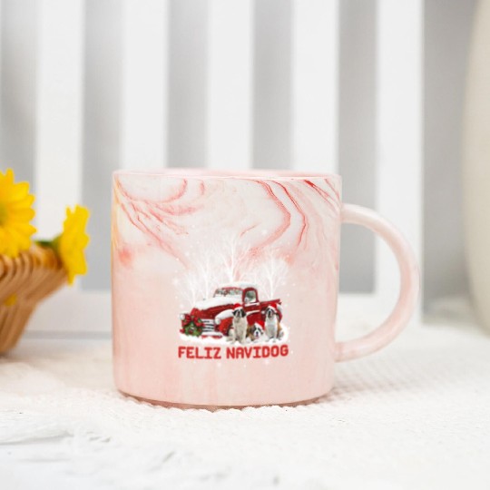 Feliz Navidog Saint Bernard Christmas Dog Lovers Marble Mugs