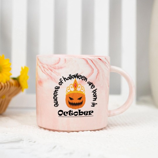 Queens of halloween are born in october Marble Mugs