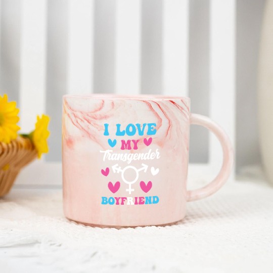 I Love My Transgender Boyfriend Funny Trans Pride Marble Mugs