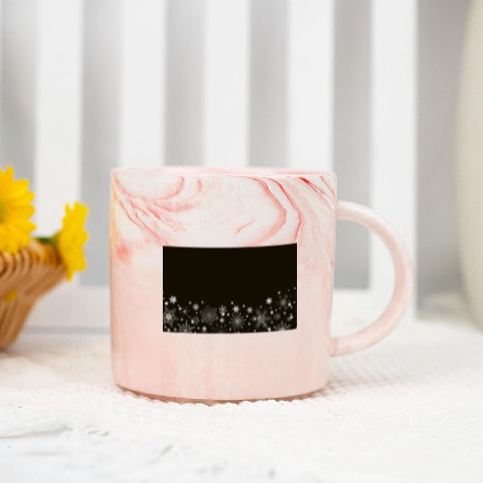 Elegant Black Silver Snowflakes Marble Mugs