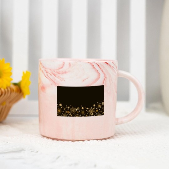 Elegant Black Gold Snowflakes Marble Mugs