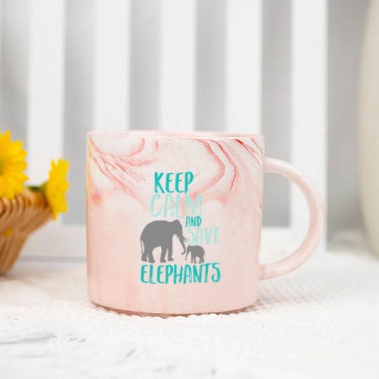 Keep Calm Save Elephants Marble Mugs Wildlife Animal A