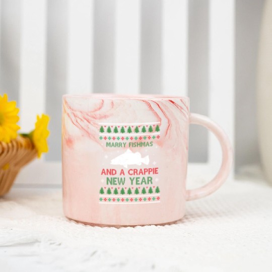 Merry Fishmas And A Crappie New Year - Saying Ugly Marble Mugs