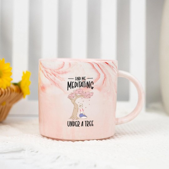 Serenity Meditating Nature Fan Spiritual Yoga Marble Mugs