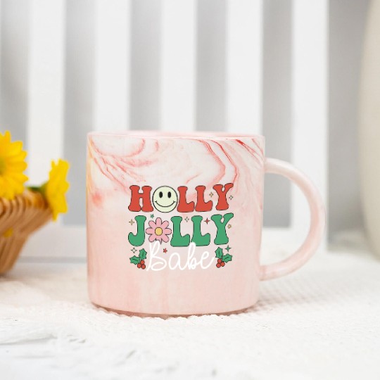 Holly Jolly Babe Marble Mugs
