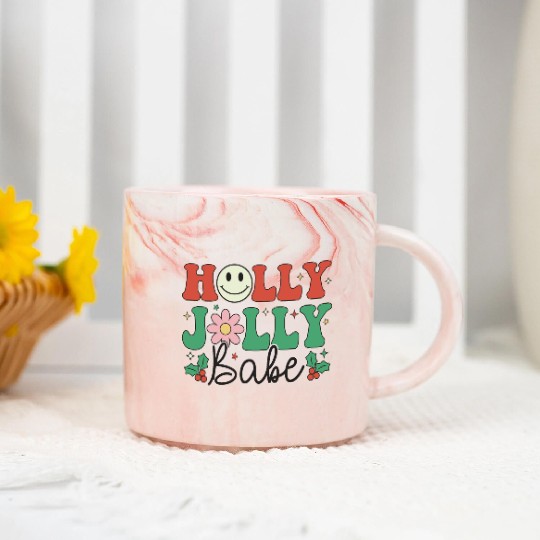 Holly Jolly Babe Marble Mugs