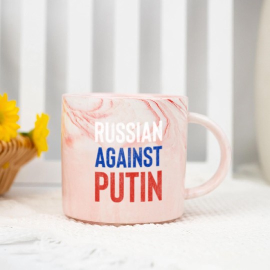 Russian against Putin russia flag grunge Marble Mugs