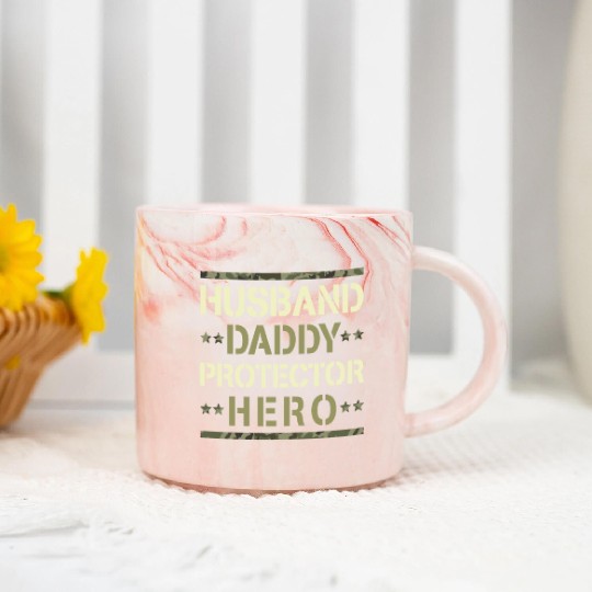 Husband Daddy Protector Hero US Army Veteran Marble Mugs