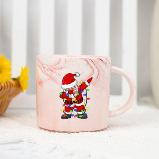 Dabbing Santa Claus Christmas Tree Lights Boys Kid Marble Mugs