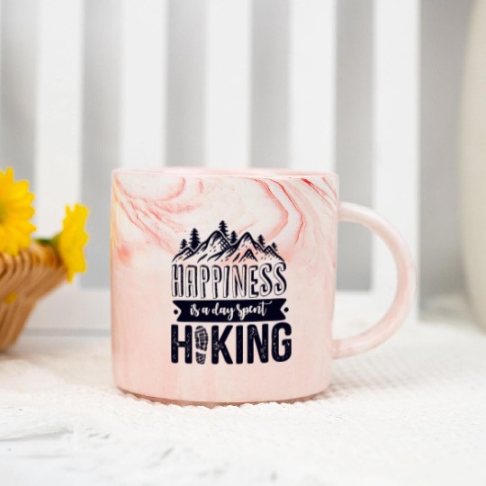 Happiness Is A Day Spent Hiking, Wanderlust Marble Mugs