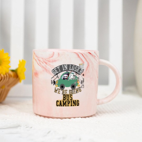 Get in loser we're going bus camping Marble Mugs