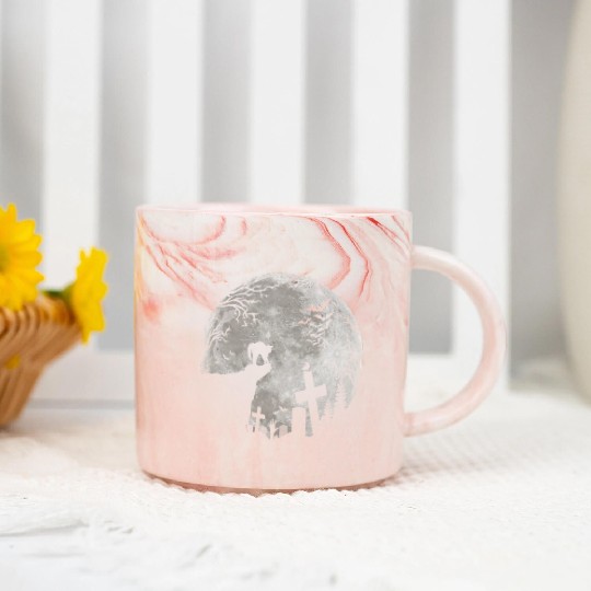 Halloween Black Cat Werewolf Full Moon Bats trick Marble Mugs