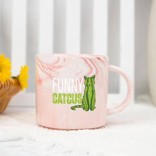 Funny Catcus Cat Mom Gift Marble Mugs