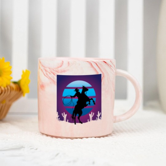 Synthwave Cowboy Rancher Gift Marble Mugs