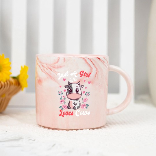 Just A Girl Who Loves Cows Farm Lady Farming Marble Mugs