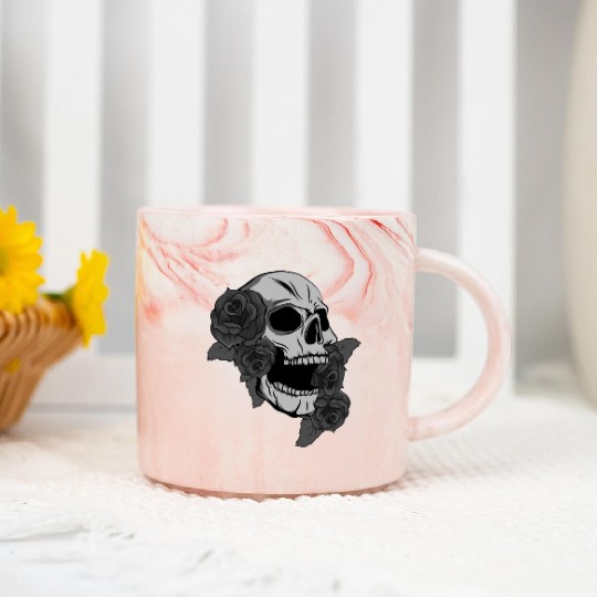 Black Skull Roses Aesthetic Goth Gothic Marble Mugs