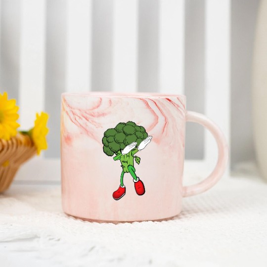 Cute Funny Dancing Broccoli Veggie Lover Marble Mugs