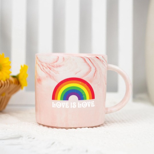 Love Is Love Rainbow Gay Pride Lgbtq Pride Flag Marble Mugs