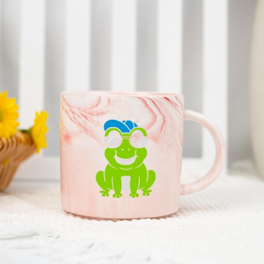Sunglasses Cap Frog Boy Marble Mugs