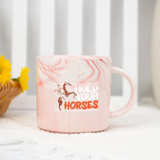 Hold Your Horses Western Rodeo Riding Cowboy Marble Mugs
