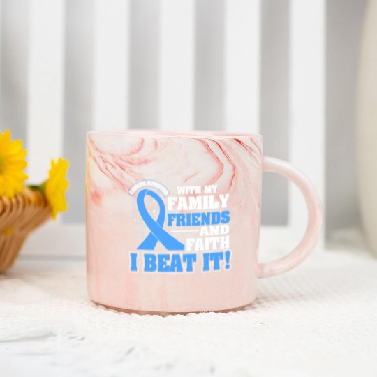 Family Faith I Beat It Prostate Cancer Awareness Marble Mugs