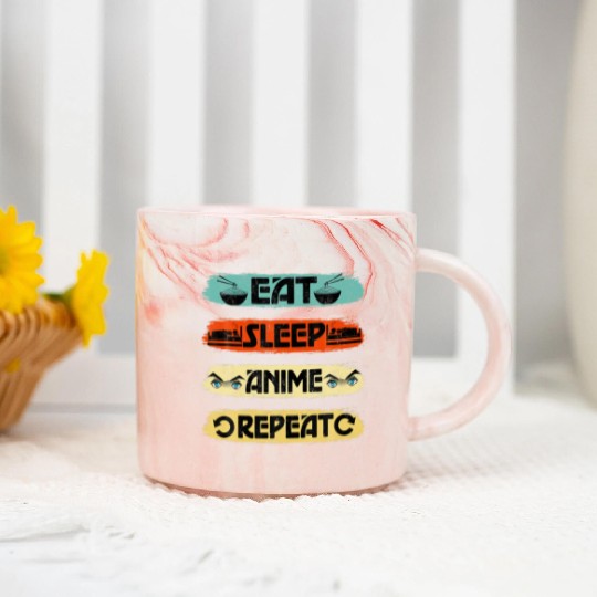 Eat Sleep Anime Repeat Ramen Kawaii Japanese Marble Mugs