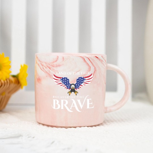 Land Of The Free Because Of The Brave Patriot USA Marble Mugs