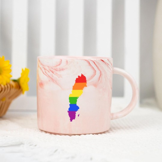 Sweden Rainbow Flag for proud LGTBQ Swedish Marble Mugs
