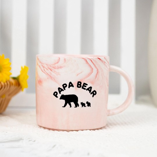 Papa Bear With 2 Two Cubs Dad Father Marble Mugs