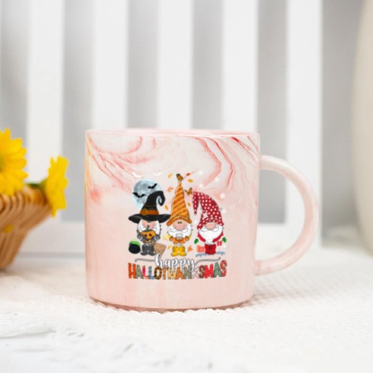 Happy Hallothanksmas Gnomes Lover Halloween Marble Mugs