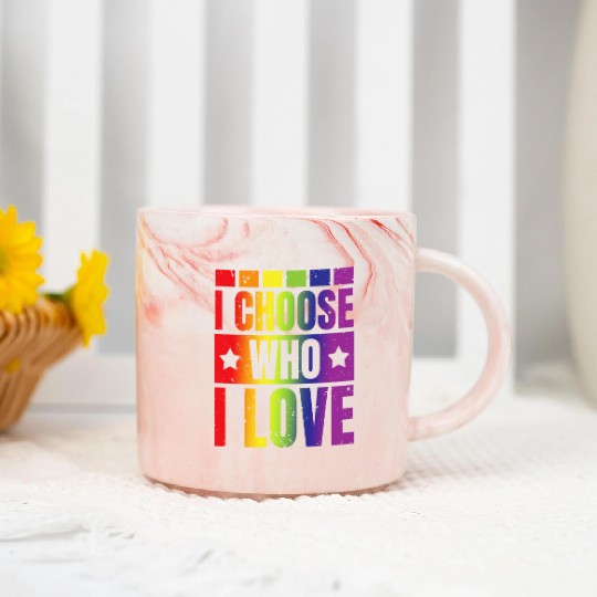 I Choose Who I Love LGBT Gay Rights Rainbow Pride Marble Mugs