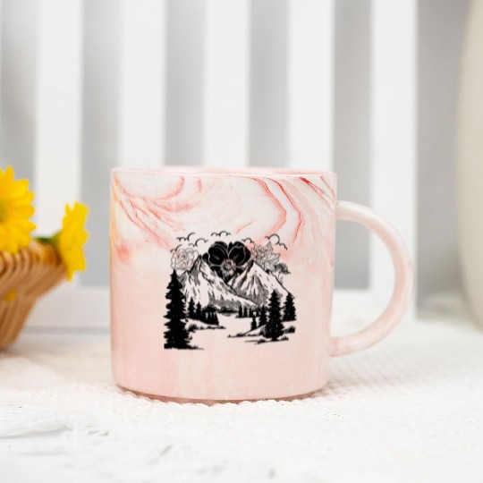 Nature Lover Mountains Forest Hiking Hiker Marble Mugs