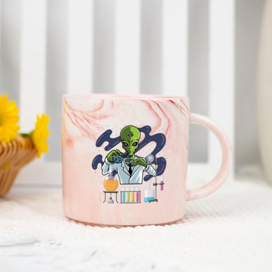 Psychedelic Alien Lab Technician Gift Marble Mugs