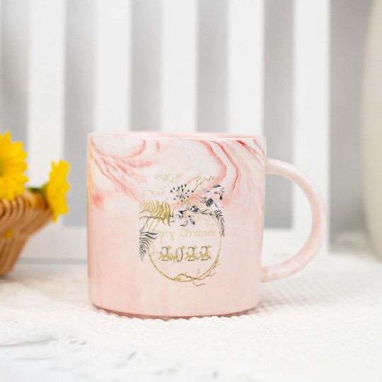 Vintage Holiday Christmas 2022 Marble Mugs