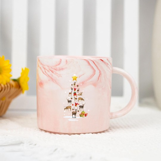 Deer Christmas Tree Deer Xmas Funny Gift Marble Mugs