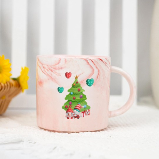 christmas is love, gnomes, christmas tree, love Marble Mugs
