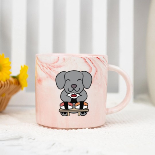 Sushi Lover Weimaraner Marble Mugs