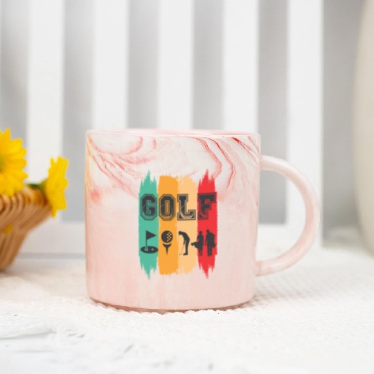 Golf Retro Sunset Marble Mugs