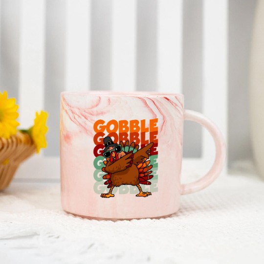 Dabbing Turkey Thanksgiving Gobble Gobble Yall Marble Mugs