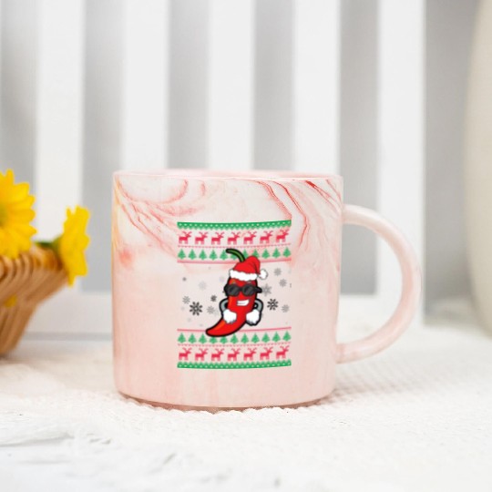 Cool Pepper Chili Christmas Marble Mugs Chili Ugly Xmas