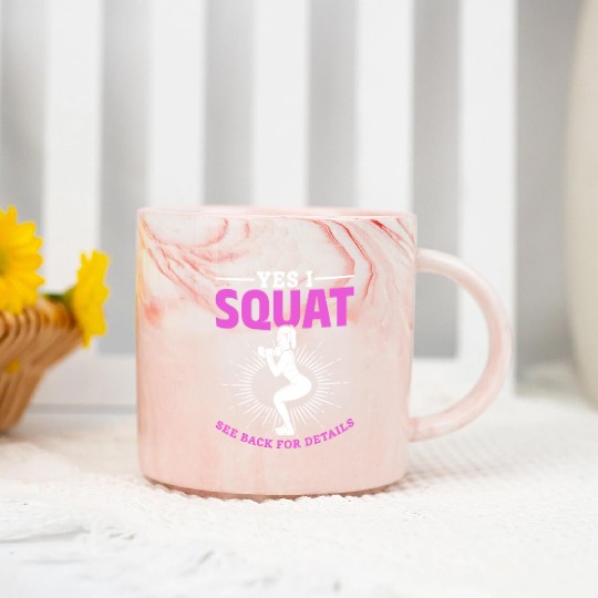 Women Squat Weightlifting Gym Workout Marble Mugs