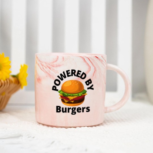 Powered by Burgers - Fast Food Lover - Funny Beef Marble Mugs