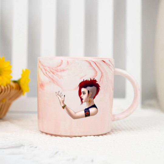 Goth Punk Girl with a white frame Marble Mugs