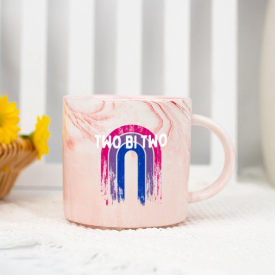 Two Bi Two Bisexual LGBTQ Bi Pride LGBT Sayings Marble Mugs