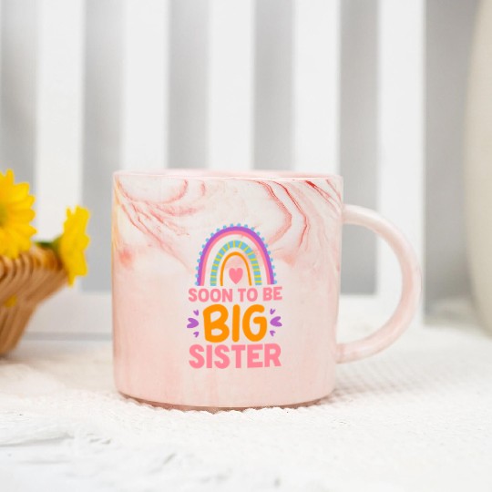 Soon To Be Big Sister Rainbow Marble Mugs