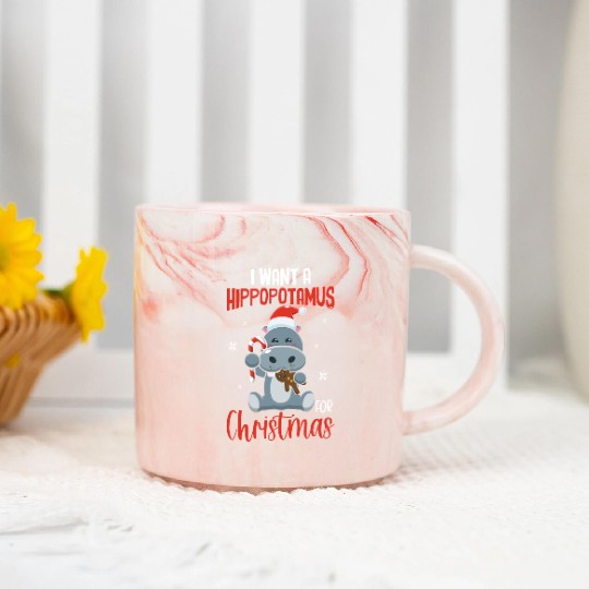 X-Mas Quote - I Want Hippopotamus For Christmas Hi Marble Mugs