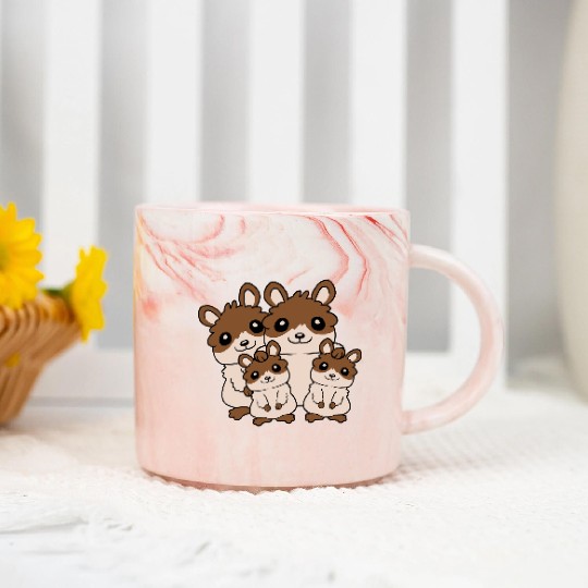 mom dad kids hamster Marble Mugs
